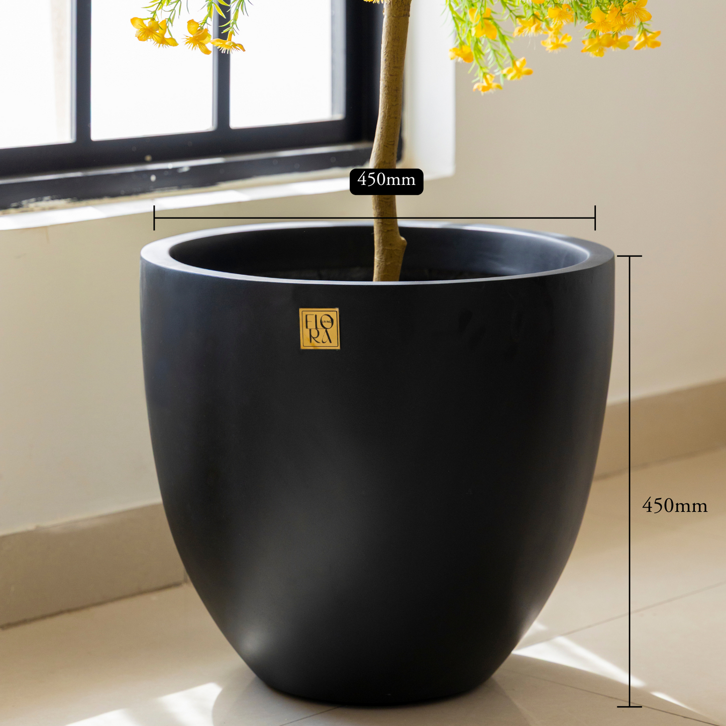 Round Bowl Planter -Black